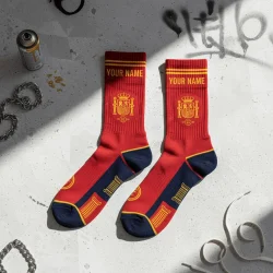 World Cup 2026 Spain Socks Bold Red Yellow Sporty Stripes